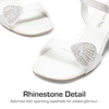 image:imageDREAM PAIRS Girls Sandals Ankle Strap Square Toe Low Heel Crystal Shell Wedding Party Flower Dress Shoes for Little KidsBig KidsIvory
