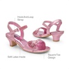 image:imageDREAM PAIRS Girls Sandals Ankle Strap Square Toe Low Heel Crystal Shell Wedding Party Flower Dress Shoes for Little KidsBig KidsPink