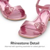 image:imageDREAM PAIRS Girls Sandals Ankle Strap Square Toe Low Heel Crystal Shell Wedding Party Flower Dress Shoes for Little KidsBig KidsPink