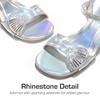 image:imageDREAM PAIRS Girls Sandals Ankle Strap Square Toe Low Heel Crystal Shell Wedding Party Flower Dress Shoes for Little KidsBig KidsRainbowSilver
