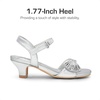 image:imageDREAM PAIRS Girls Sandals Ankle Strap Square Toe Low Heel Crystal Shell Wedding Party Flower Dress Shoes for Little KidsBig KidsSilver