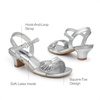 image:imageDREAM PAIRS Girls Sandals Ankle Strap Square Toe Low Heel Crystal Shell Wedding Party Flower Dress Shoes for Little KidsBig KidsSilver