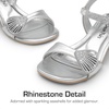 image:imageDREAM PAIRS Girls Sandals Ankle Strap Square Toe Low Heel Crystal Shell Wedding Party Flower Dress Shoes for Little KidsBig KidsSilver