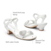 image:imageDREAM PAIRS Girls Sandals Ankle Strap Square Toe Low Heel Crystal Shell Wedding Party Flower Dress Shoes for Little KidsBig KidsWhite
