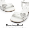 image:imageDREAM PAIRS Girls Sandals Ankle Strap Square Toe Low Heel Crystal Shell Wedding Party Flower Dress Shoes for Little KidsBig KidsWhite