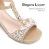 image:imageDREAM PAIRS Girls Sandals Ankle Strap TStrap Low Heel Pearl Bow Flower Pump Dress Wedding Party Shoes for Little KidBig KidGold