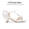 image:imageDREAM PAIRS Girls Sandals Ankle Strap TStrap Low Heel Pearl Bow Flower Pump Dress Wedding Party Shoes for Little KidBig KidIvory