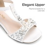 image:imageDREAM PAIRS Girls Sandals Ankle Strap TStrap Low Heel Pearl Bow Flower Pump Dress Wedding Party Shoes for Little KidBig KidIvory