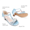 image:imageDREAM PAIRS Girls Sandals Ankle Strap TStrap Low Heel Pearl Bow Flower Pump Dress Wedding Party Shoes for Little KidBig KidLight Blue