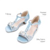 image:imageDREAM PAIRS Girls Sandals Ankle Strap TStrap Low Heel Pearl Bow Flower Pump Dress Wedding Party Shoes for Little KidBig KidLight Blue