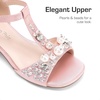 image:imageDREAM PAIRS Girls Sandals Ankle Strap TStrap Low Heel Pearl Bow Flower Pump Dress Wedding Party Shoes for Little KidBig KidPink