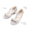 image:imageDREAM PAIRS Girls Sandals Ankle Strap TStrap Low Heel Pearl Bow Flower Pump Dress Wedding Party Shoes for Little KidBig KidSilver