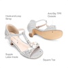 image:imageDREAM PAIRS Girls Sandals Ankle Strap TStrap Low Heel Pearl Bow Flower Pump Dress Wedding Party Shoes for Little KidBig KidSilver