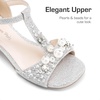 image:imageDREAM PAIRS Girls Sandals Ankle Strap TStrap Low Heel Pearl Bow Flower Pump Dress Wedding Party Shoes for Little KidBig KidSilver