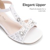 image:imageDREAM PAIRS Girls Sandals Ankle Strap TStrap Low Heel Pearl Bow Flower Pump Dress Wedding Party Shoes for Little KidBig KidWhite