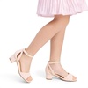 image:imageDREAM PAIRS Girls Sandals Chunky Pump Ankle Strap High Heels Dress Open Toe Flower Wedding Party for Little Big KidNude