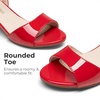 image:imageDREAM PAIRS Girls Sandals Chunky Pump Ankle Strap High Heels Dress Open Toe Flower Wedding Party for Little Big KidRed