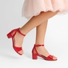 image:imageDREAM PAIRS Girls Sandals Chunky Pump Ankle Strap High Heels Dress Open Toe Flower Wedding Party for Little Big KidRed
