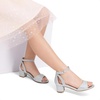 image:imageDREAM PAIRS Girls Sandals Chunky Pump Ankle Strap High Heels Dress Open Toe Flower Wedding Party for Little Big KidSilverglitter