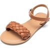 image:imageDREAM PAIRS Girls Sandals Classic Open Toe Braided Flat Sandals Summer Dress ShoesBrown