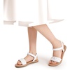 image:imageDREAM PAIRS Girls Sandals Classic Open Toe Braided Flat Sandals Summer Dress ShoesWhite