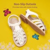 image:imageDREAM PAIRS Girls Sandals ClosedToe Sandals with Interchangeable DIY Flower Dress Summer Shoes ToddlerLittle KidIvorypu