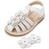 image:imageDREAM PAIRS Girls Sandals ClosedToe Sandals with Interchangeable DIY Flower Dress Summer Shoes ToddlerLittle KidWhite