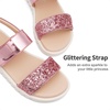 image:imageDREAM PAIRS Girls Sandals Glitter Two Strapped Casual Open Toe Sandals Little KidBig KidHot Pink