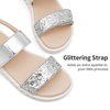 image:imageDREAM PAIRS Girls Sandals Glitter Two Strapped Casual Open Toe Sandals Little KidBig KidSilver