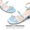 image:imageDREAM PAIRS Girls Sandals Low Heel Dress Pump Ankle Strap Two Strapped Bow Flower Wedding Party Shoes for Little KidBig KidLight Blue