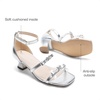 image:imageDREAM PAIRS Girls Sandals Low Heel Dress Pump Ankle Strap Two Strapped Bow Flower Wedding Party Shoes for Little KidBig KidSilver
