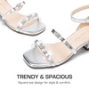 image:imageDREAM PAIRS Girls Sandals Low Heel Dress Pump Ankle Strap Two Strapped Bow Flower Wedding Party Shoes for Little KidBig KidSilver