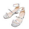 image:imageDREAM PAIRS Girls Sandals Low Heel Dress Pump Ankle Strap Two Strapped Bow Flower Wedding Party Shoes for Little KidBig KidSilver