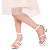 image:imageDREAM PAIRS Girls Sandals Low Heel Dress Pump Ankle Strap Two Strapped Bow Flower Wedding Party Shoes for Little KidBig KidWhite