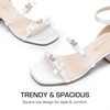 image:imageDREAM PAIRS Girls Sandals Low Heel Dress Pump Ankle Strap Two Strapped Bow Flower Wedding Party Shoes for Little KidBig KidWhite