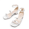 image:imageDREAM PAIRS Girls Sandals Low Heel Dress Pump Ankle Strap Two Strapped Bow Flower Wedding Party Shoes for Little KidBig KidWhite