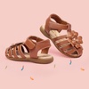 image:imageDREAM PAIRS Girls ToddlerLittle Kid ClosedToe Flower Summer Dress Sandals ShoesBrown