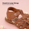 image:imageDREAM PAIRS Girls ToddlerLittle Kid ClosedToe Flower Summer Dress Sandals ShoesBrown