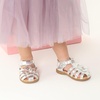 image:imageDREAM PAIRS Girls ToddlerLittle Kid ClosedToe Flower Summer Dress Sandals ShoesSilver