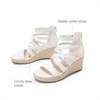 image:imageDREAM PAIRS Girls Wedge Sandals Flatform Open Toe Platform Sandals Flower Wedding Party for Little KidBig KidAll White