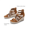 image:imageDREAM PAIRS Girls Wedge Sandals Flatform Open Toe Platform Sandals Flower Wedding Party for Little KidBig KidBrown