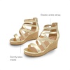 image:imageDREAM PAIRS Girls Wedge Sandals Flatform Open Toe Platform Sandals Flower Wedding Party for Little KidBig KidGold