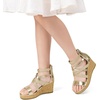 image:imageDREAM PAIRS Girls Wedge Sandals Flatform Open Toe Platform Sandals Flower Wedding Party for Little KidBig KidGold