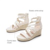 image:imageDREAM PAIRS Girls Wedge Sandals Flatform Open Toe Platform Sandals Flower Wedding Party for Little KidBig KidIvory
