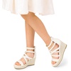 image:imageDREAM PAIRS Girls Wedge Sandals Flatform Open Toe Platform Sandals Flower Wedding Party for Little KidBig KidIvory