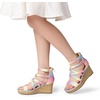 image:imageDREAM PAIRS Girls Wedge Sandals Flatform Open Toe Platform Sandals Flower Wedding Party for Little KidBig KidRainbow