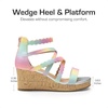image:imageDREAM PAIRS Girls Wedge Sandals Flatform Open Toe Platform Sandals Flower Wedding Party for Little KidBig KidRainbow