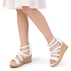 image:imageDREAM PAIRS Girls Wedge Sandals Flatform Open Toe Platform Sandals Flower Wedding Party for Little KidBig KidWhite