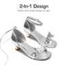 image:imageDREAM PAIRS Lace Up Low Heel Sandals for Girls Ankle Strap Dress Pump Strappy Gladiator Wedding Party Shoes for Little KidBig KidSilver