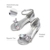 image:imageDREAM PAIRS Lace Up Low Heel Sandals for Girls Ankle Strap Dress Pump Strappy Gladiator Wedding Party Shoes for Little KidBig KidSilver